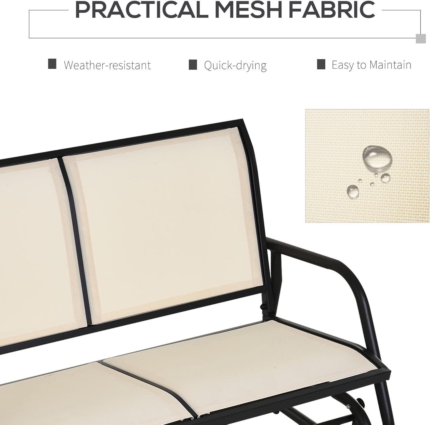 Outsunny 2-Person Outdoor Glider Bench, Patio Double Swing Rocking Chair Loveseat w/Powder Coated Steel Frame for Backyard Garden Porch, Beige