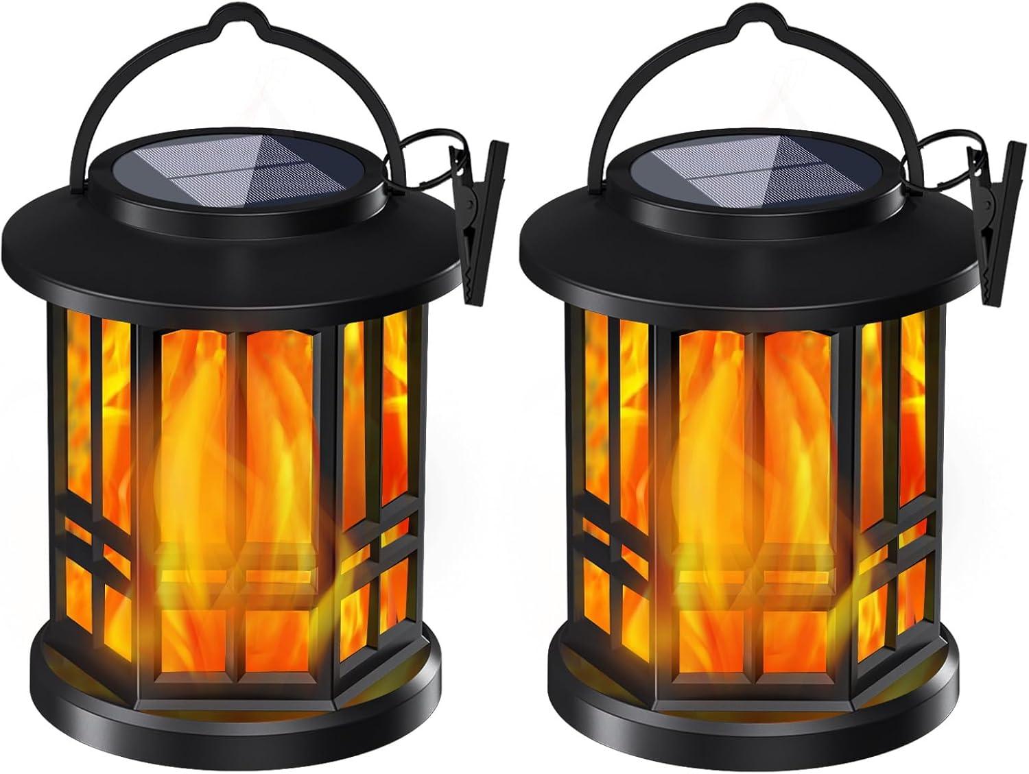 KOOPER Solar Lantern Outdoor Lights, Upgraded Flickering Candle Solar Lanterns Lights Outdoor Waterproof, Hanging Outdoor Solar Lanterns Lights, Solar Powered Lanterns For Yard Garden Decor (Set of 2)