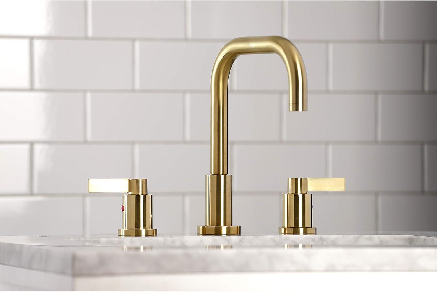 Elegant Brushed Brass Widespread Bathroom Faucet with Pop-Up Drain