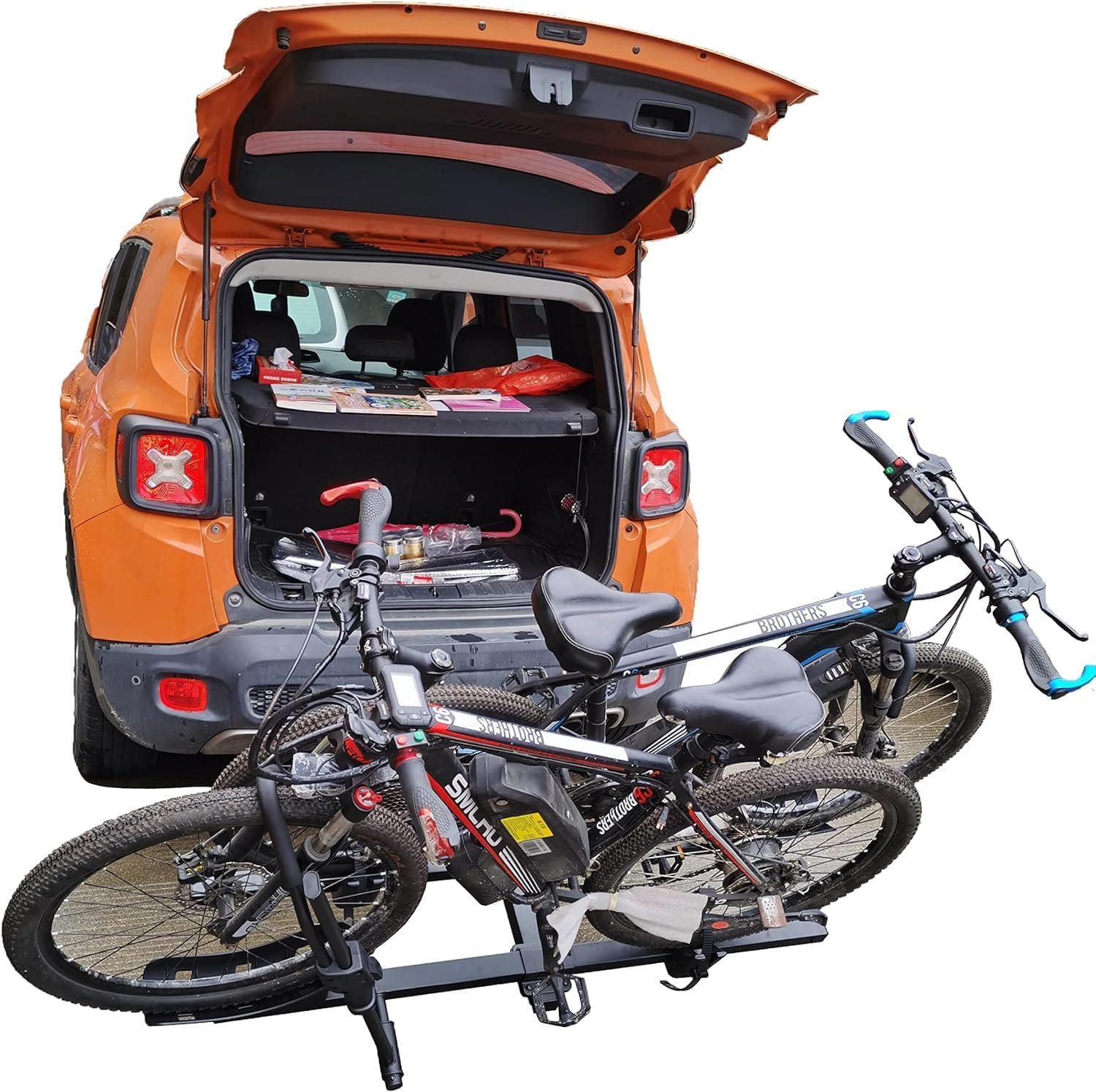 Black Steel Hitch Style 2-Bike Carrier Rack with Locking Pin