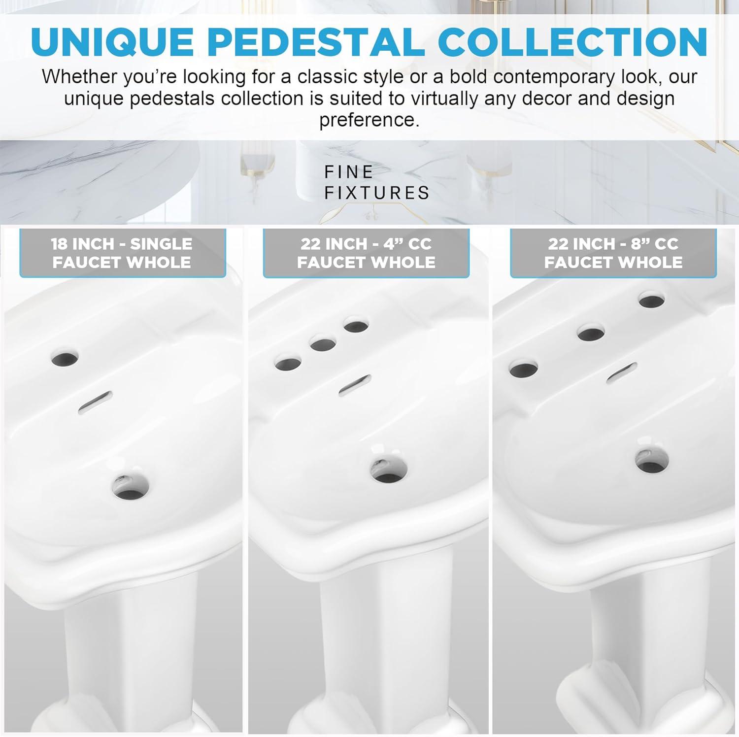 White Ceramic Pedestal Sink with 3-Hole Faucet