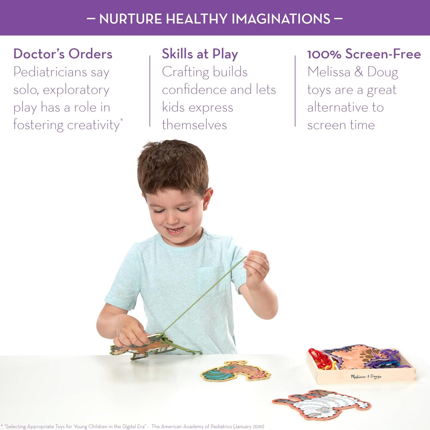 Melissa & Doug Lace and Trace Activity Set: 5 Wooden Panels and 5 Matching Laces - Farm