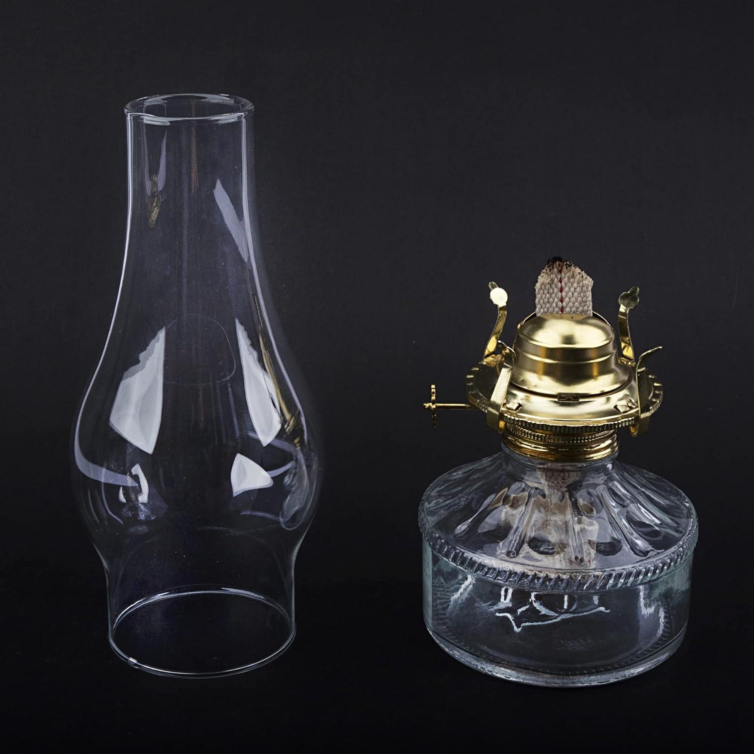 Oil Lamp Chimney Hurricane Lamp Glass Replacement Clear 3 Inch Base for Kerosene Lamp Shade(Flat Style 1P)
