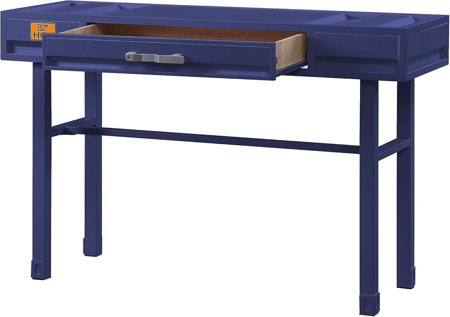 Cargo Vanity Table Blue with Drawer - Acme Furniture: Dressing Table, Metal Frame