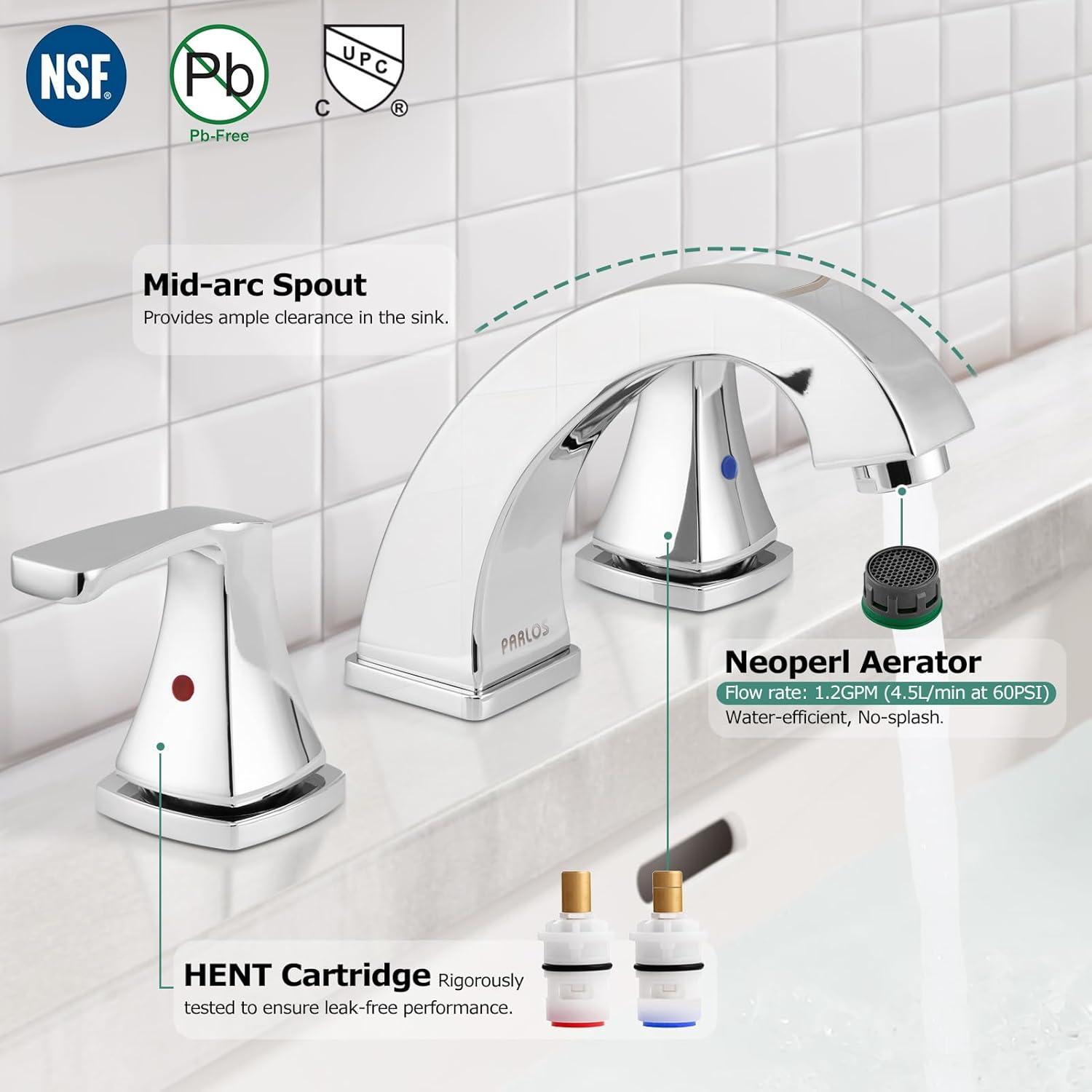 Widespread 2-handle Bathroom Faucet with Drain Assembly