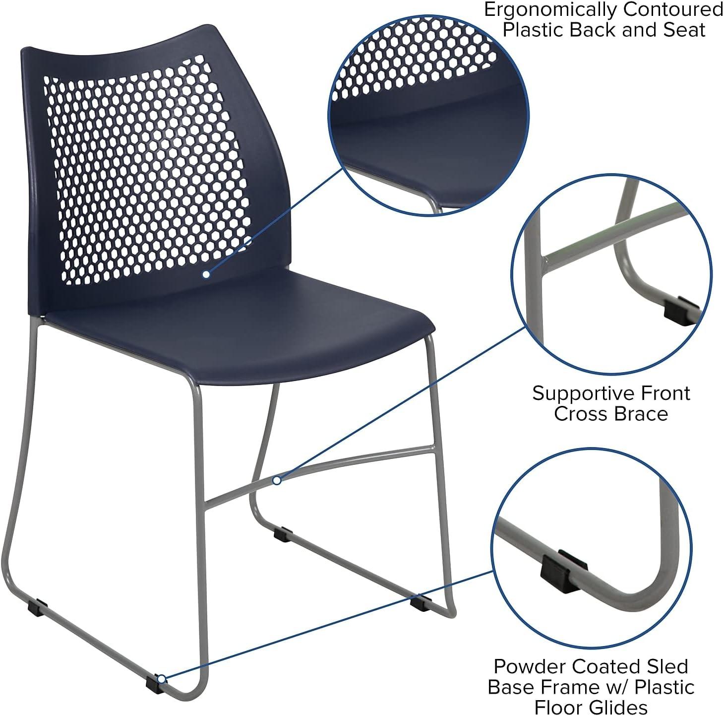 Flash Furniture Antonia 661 lb. Capacity Stack Chair with Air-Vent Back and Powder Coated Sled Base