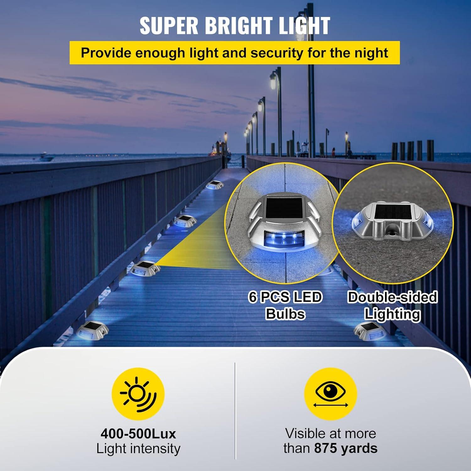 VEVOR 8 -Pack Solar Driveway Lights 1 -Lumens Die Casting Aluminum Shell Solar LED Outdoor Path Light Kit (