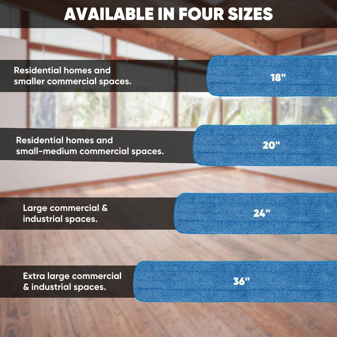 Microfiber Wholesale™ 24 inch Microfiber Mop Pads - Machine Washable, Reusable, Refills & Replacement Wet Mop Heads Compatible with Any Microfiber Flat Mop System (3 Pack)