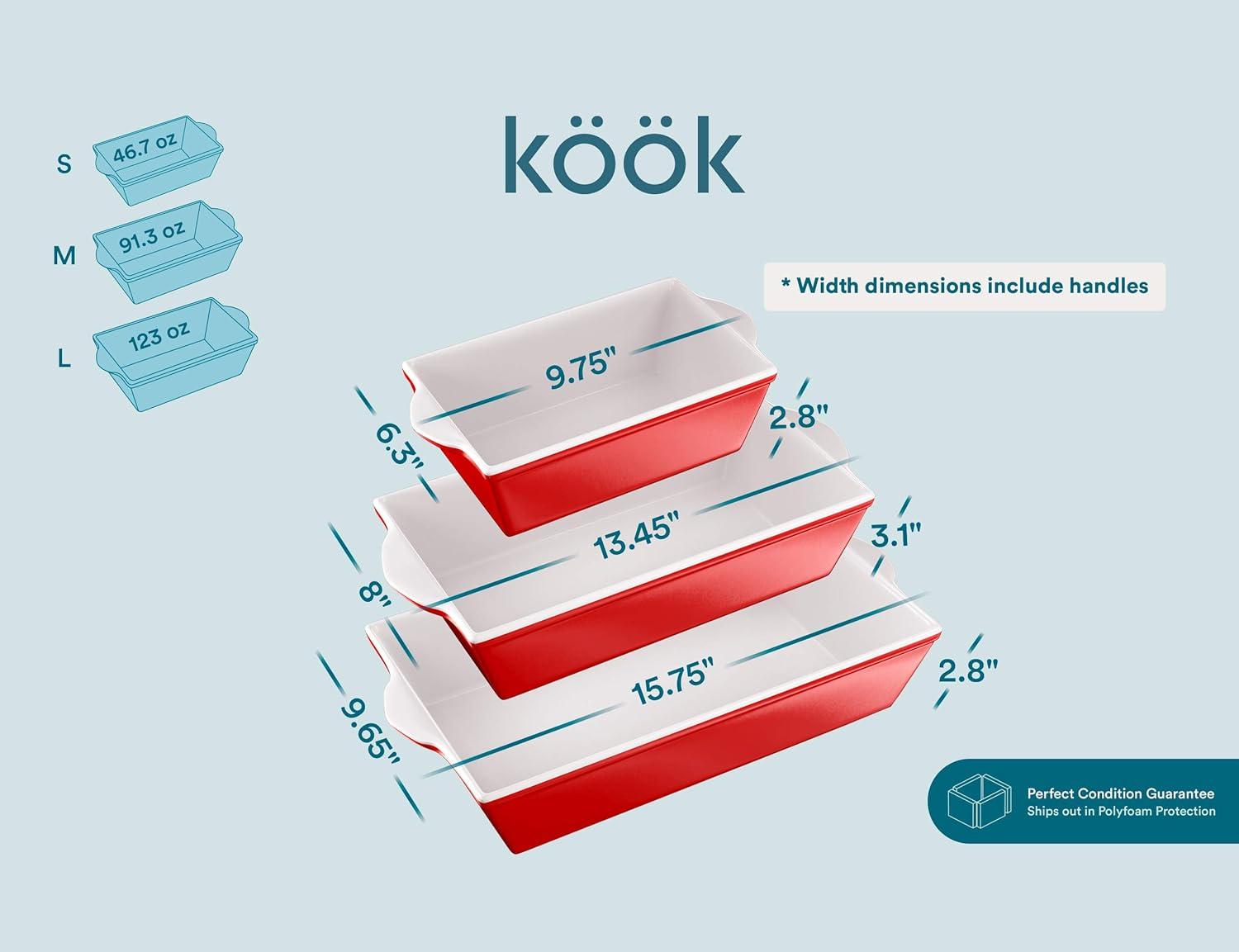 kook Kook 3-Piece Ceramic Bakeware Set