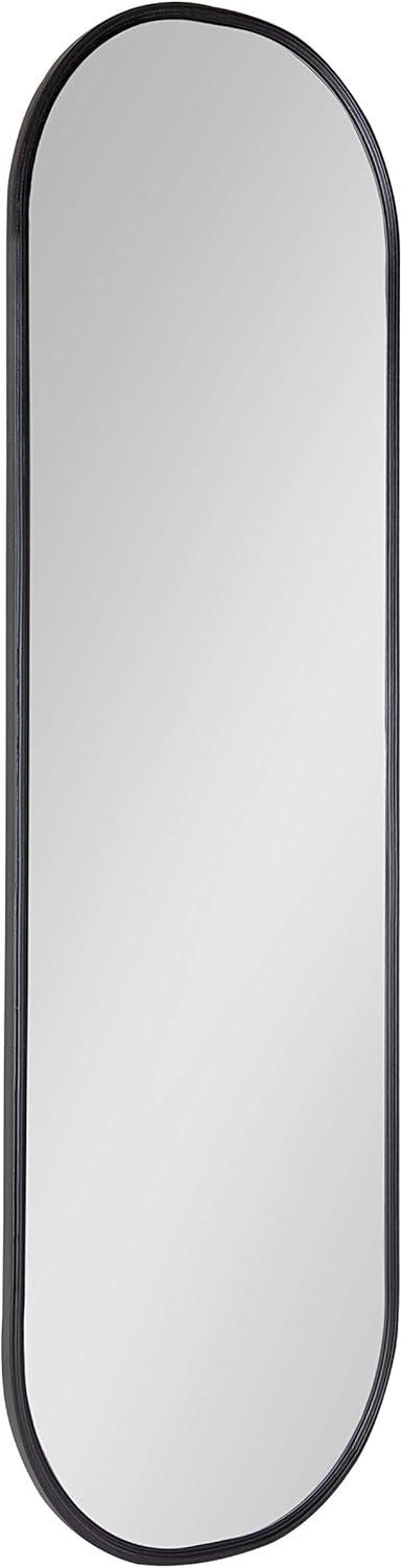 Kate and Laurel Caskill Modern Oval Mirror, 16" x 48", Black, Capsule-Shaped Accent Mirror for Entryway, Living Room, or Bathroom