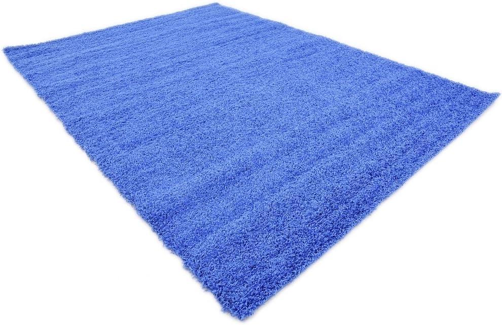 Unique Loom 8' 0 x 11' 0 Rectangle Solid Shag Periwinkle Blue Area Rug