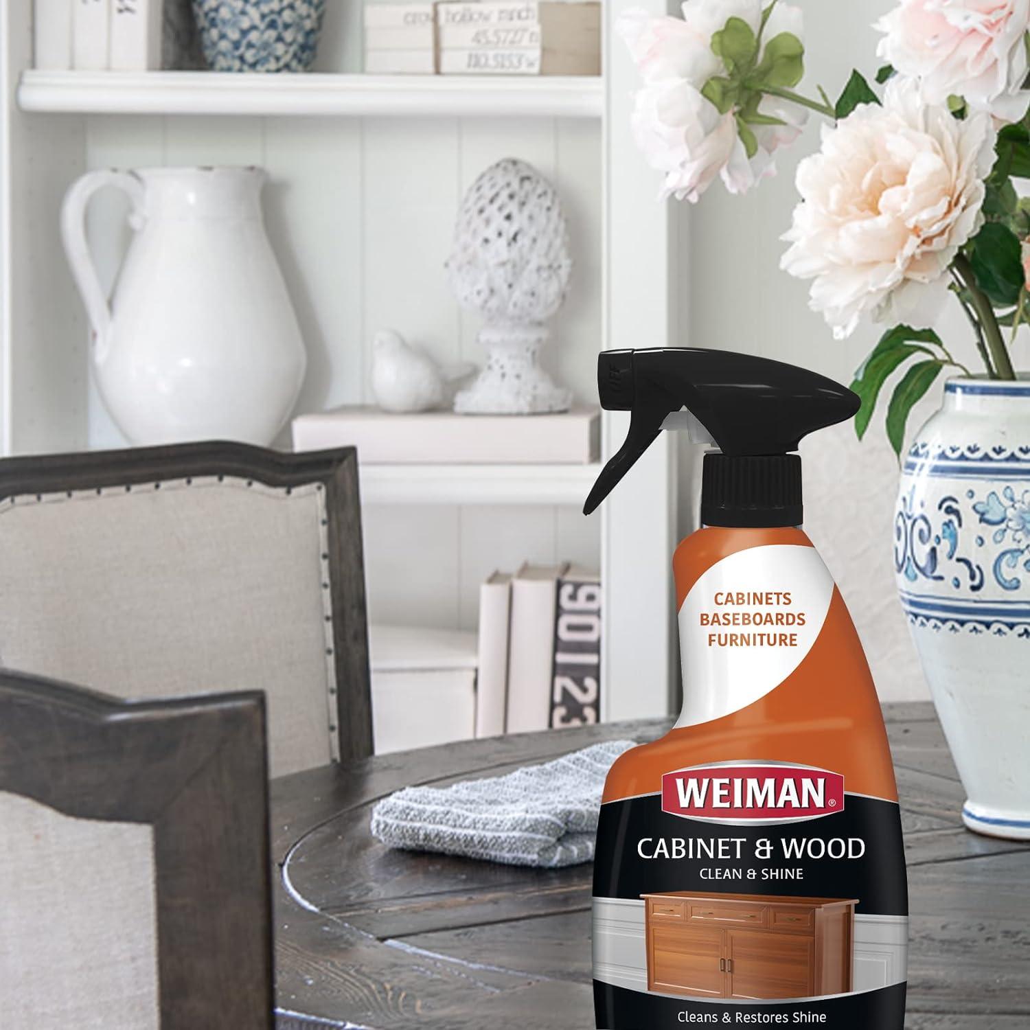 Weiman Liquid Wood Cleaner & Polish, Almond Scent, 16 Fluid Ounce, 2 Count w/ Microfiber Towel