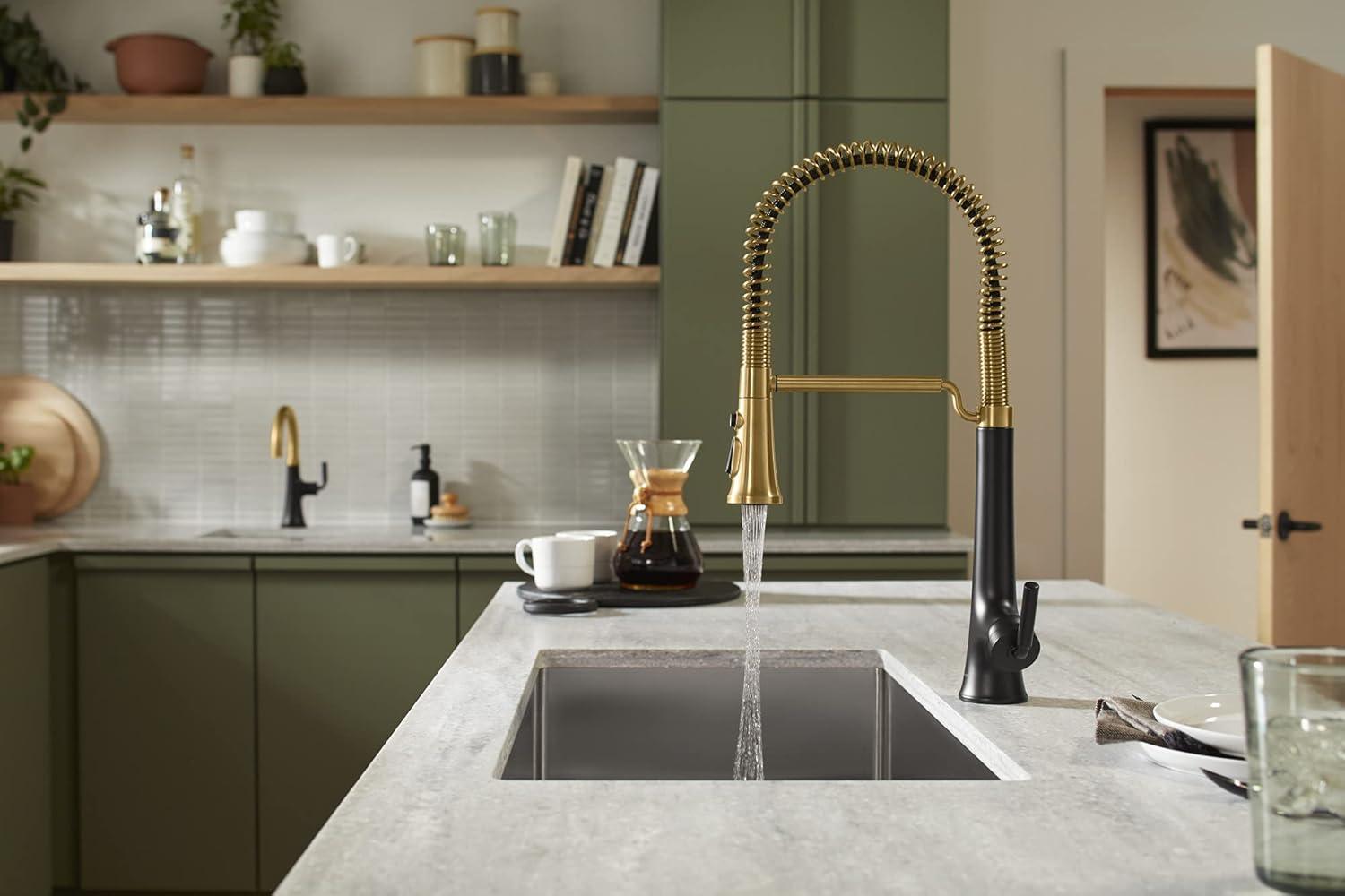 Kohler Tone Single Handle Semi-Professional Pre-Rinse Kitchen Sink Faucet with Three-Function Pull Down Sprayer