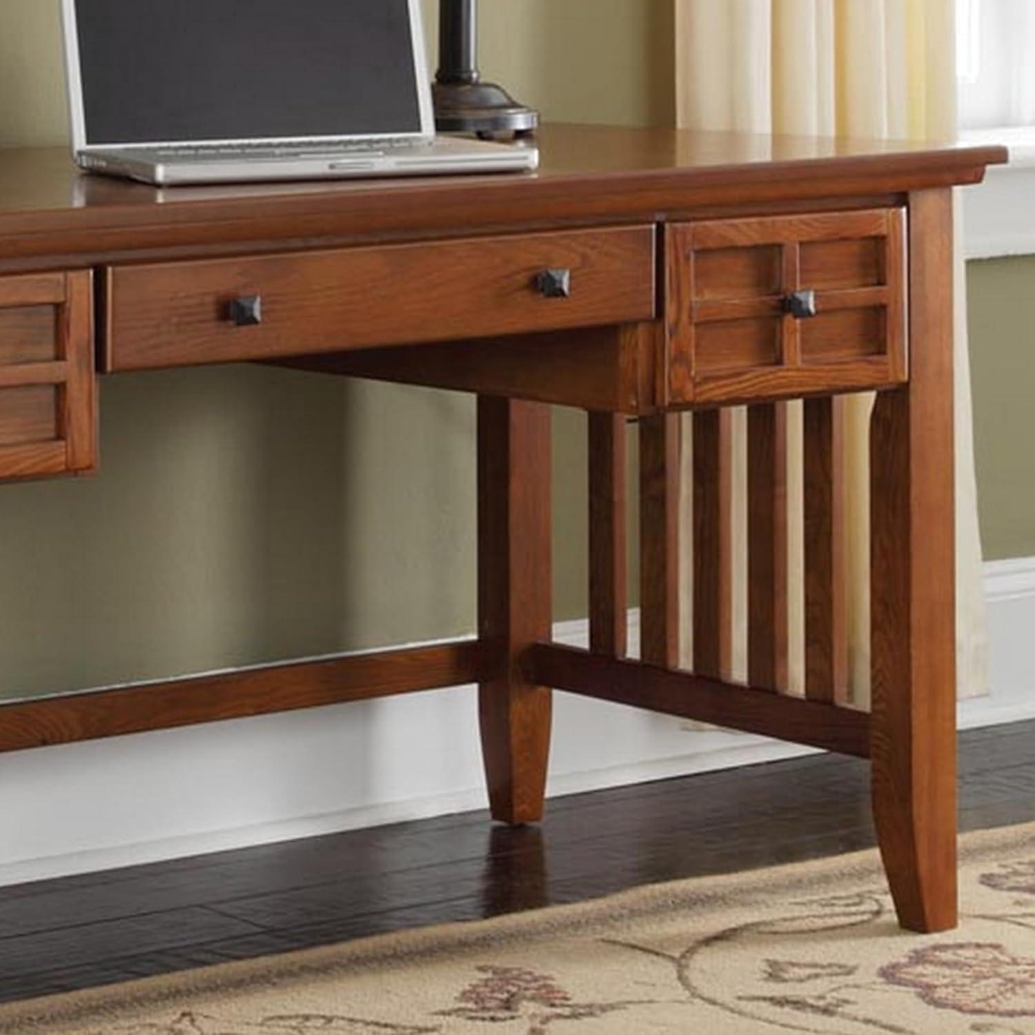 Executive Black Wood Desk with Keyboard Tray and Drawers