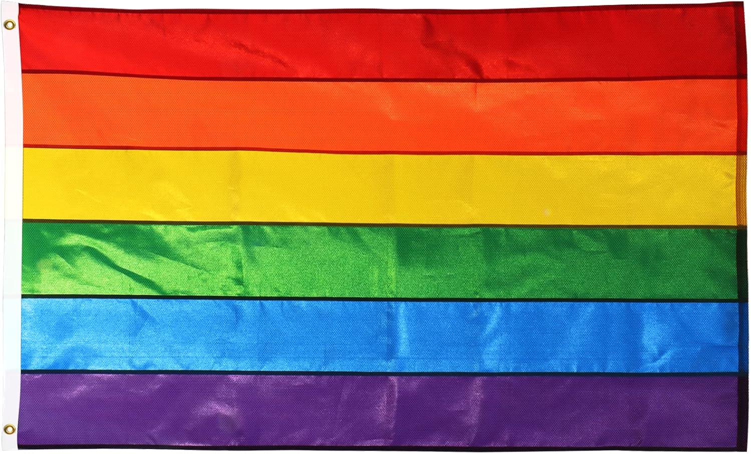 Heavy Duty Nylon Rainbow Pride Flag with Brass Grommets