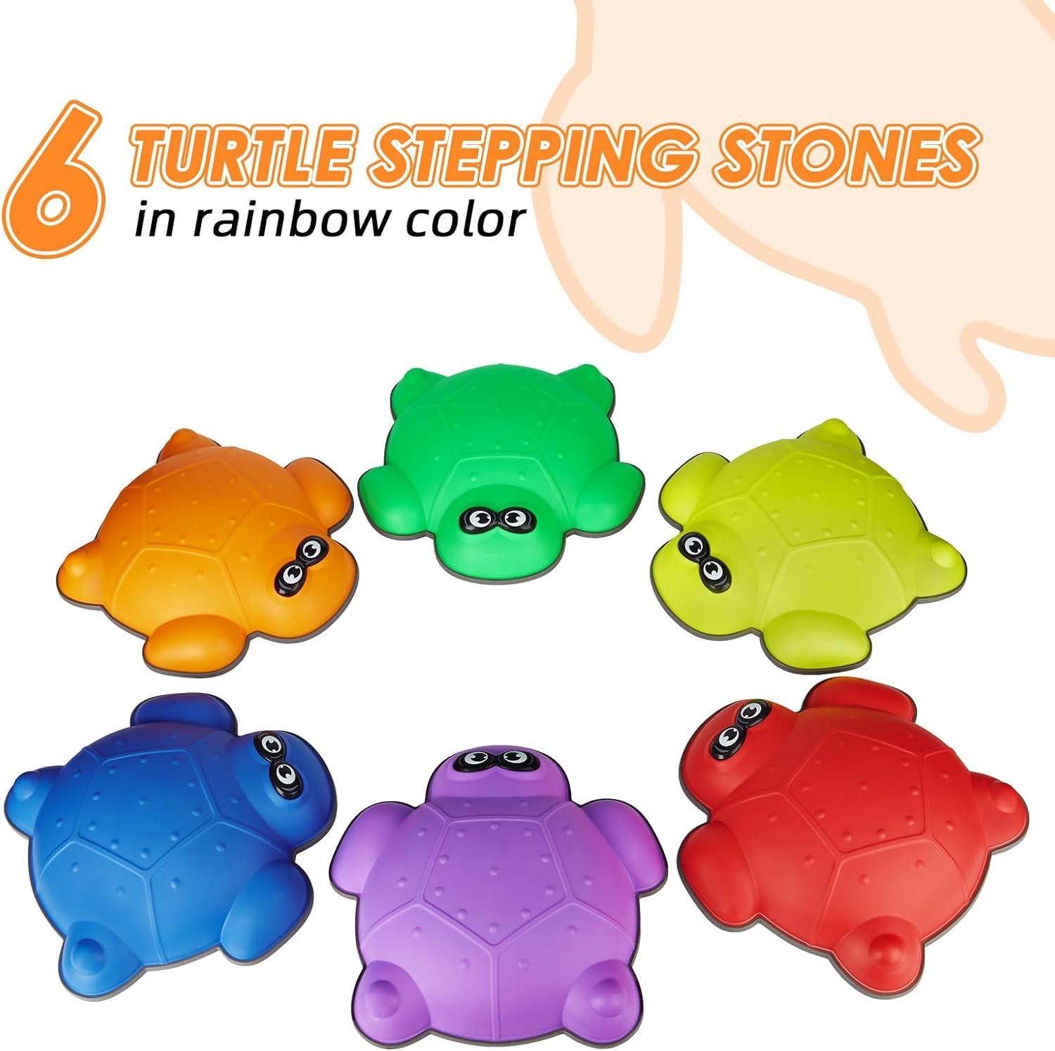 Stepping Stones for Kids, 6PCS Turtles Balance Stepping Stones for Toddlers 3-5, Sensory Stones Indoor Outdoor Play Toys, Obstacle Course Develop Balance and Coordination