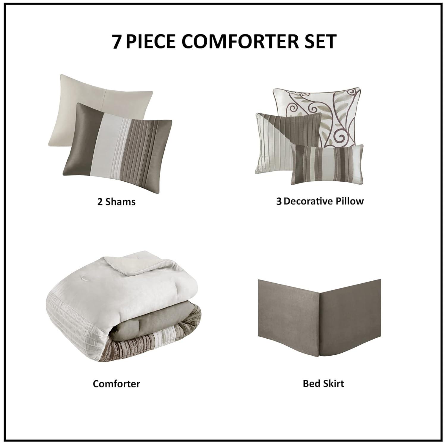 Madison Park Amherst 7 Piece Striped and Pleated Comforter Set