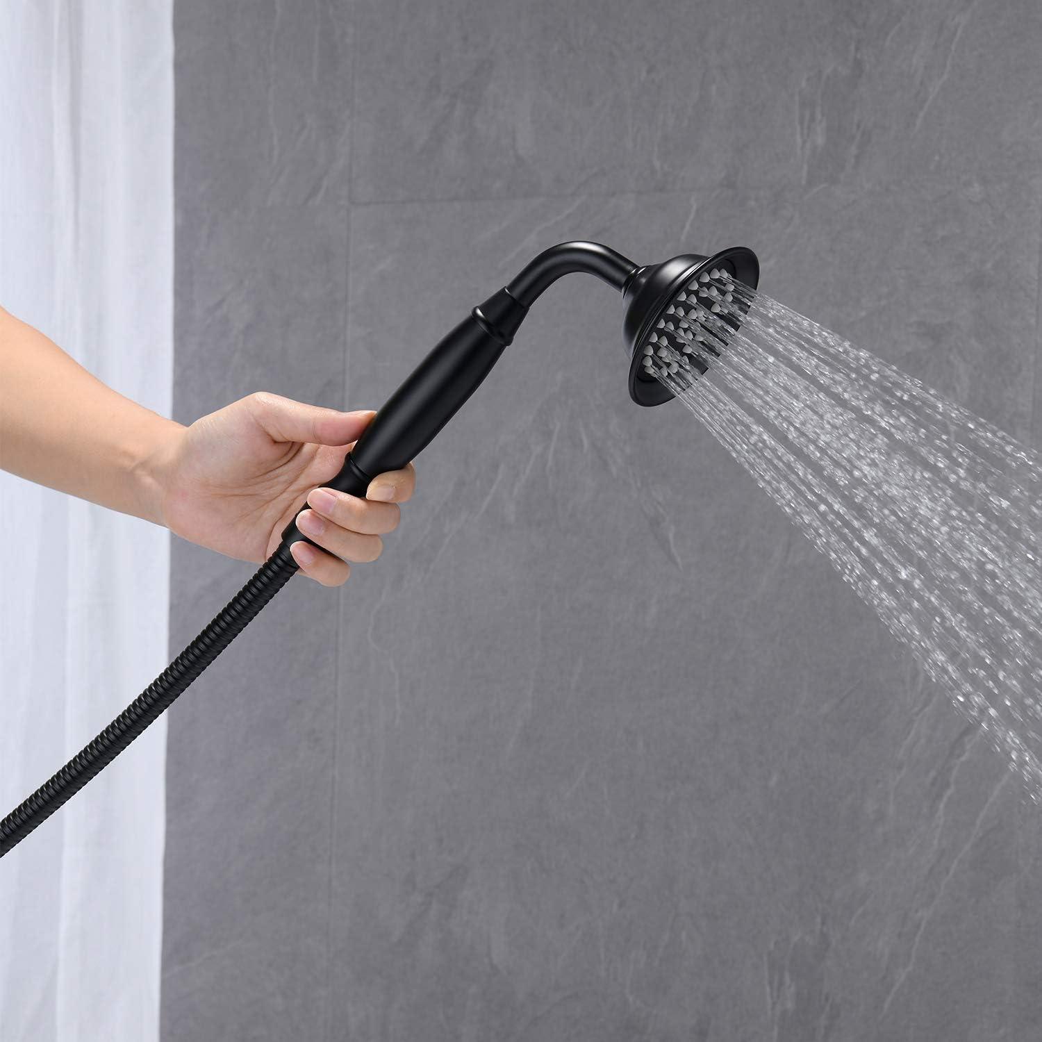 Black Brass Freestanding Bathtub Faucet with Hand Shower