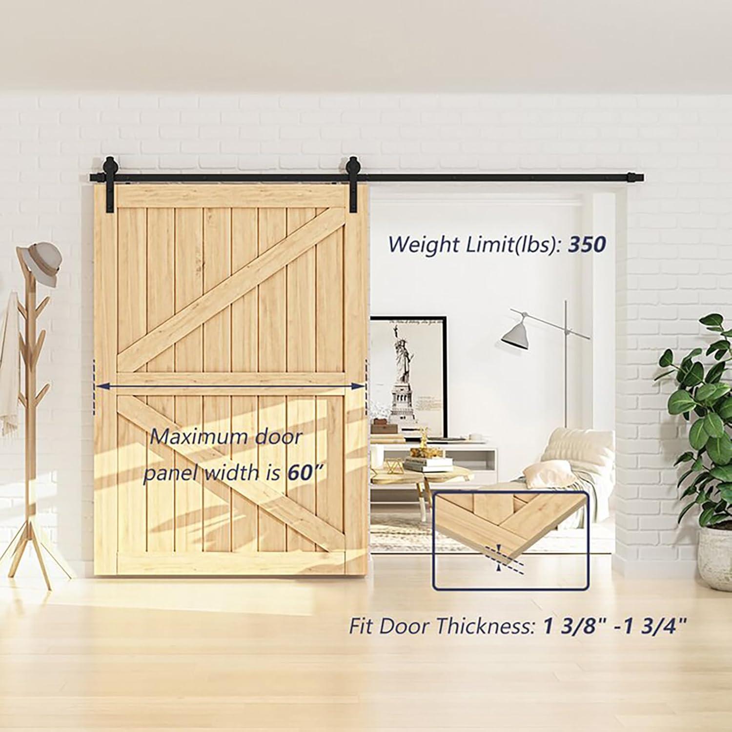 10 ft. Sliding Barn Door Hardware Kit, Loading Heavy Duty Barn Door Track Kit for Single Door with Smooth & Silent Pulley - J Shape - 330 lbs