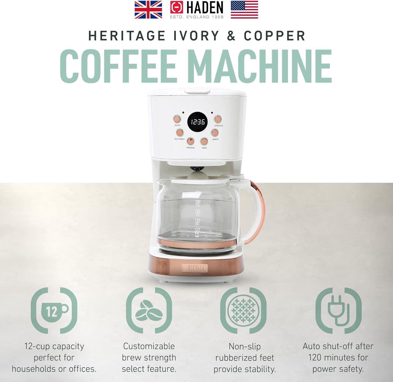 HADEN Heritage Ivory and Copper 12-Cup Programmable Coffee Maker