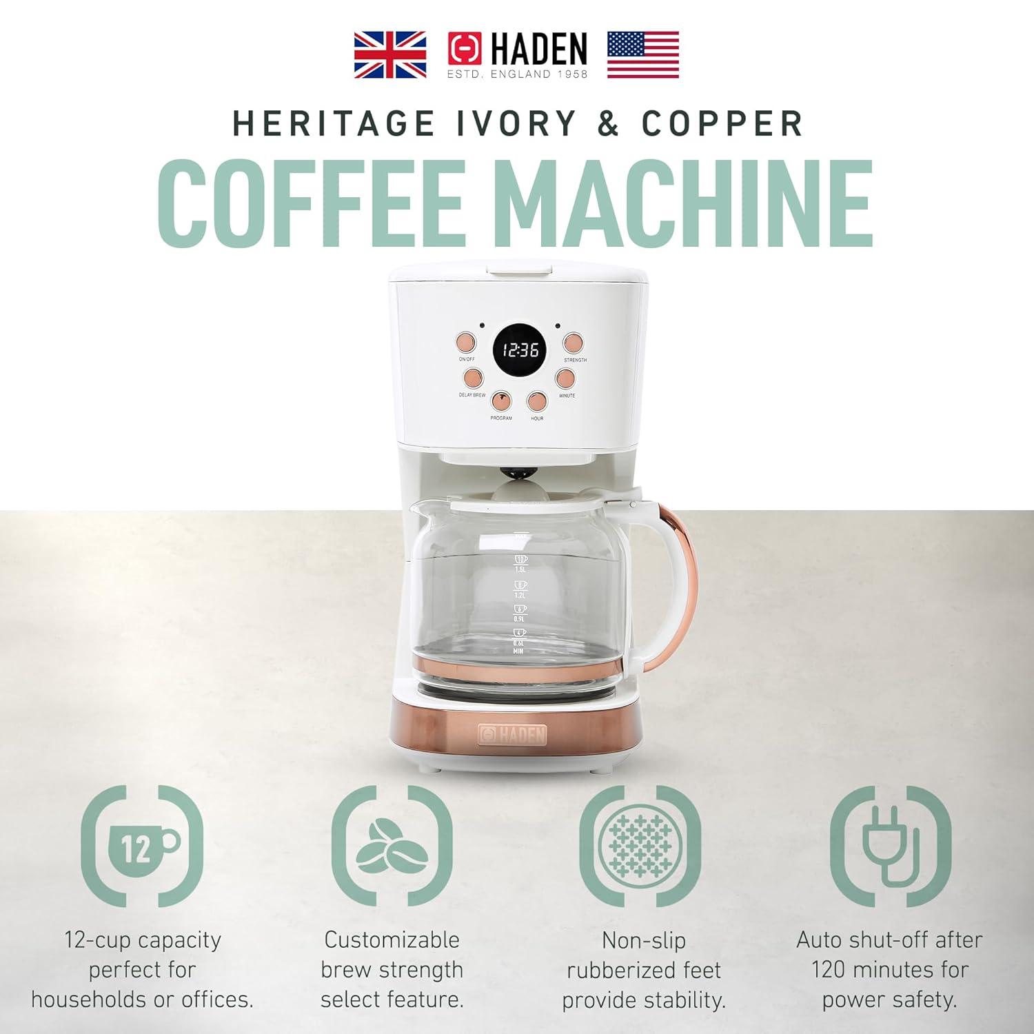 HADEN Heritage Ivory and Copper 12-Cup Programmable Coffee Maker