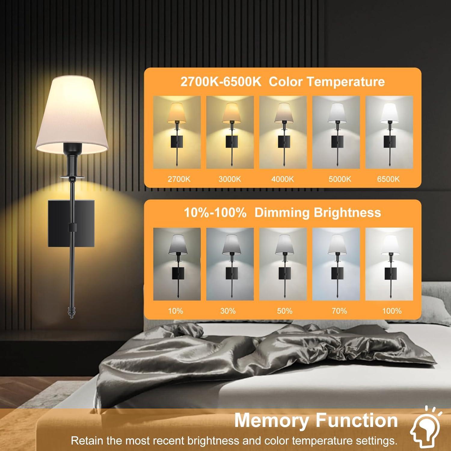 Battery Operated Black Wall Sconce Set Of 2,not Hardwired Fixture Wireless Wall Light ,dimmable Picture Sconces Cordless ,Easy To Install Battery Powered Lamp,for Bedroom, Lounge, Farmhouse Gallery