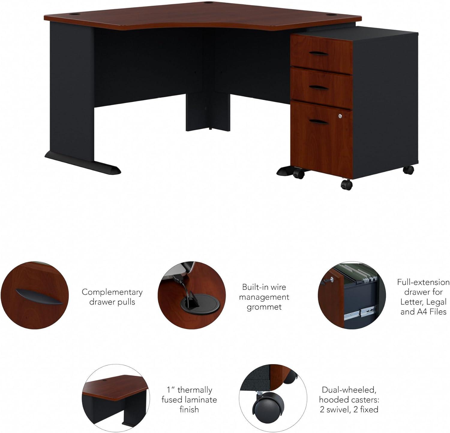 Series A L-Shape Executive Desk with 3 Drawer Mobile Pedestal