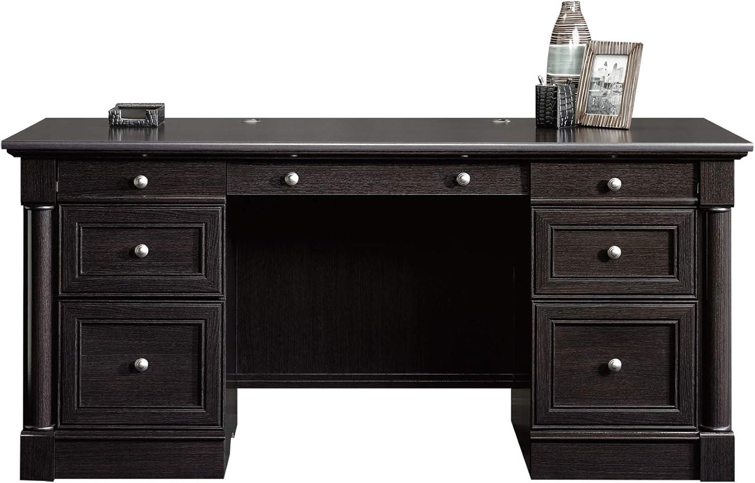 Sauder Palladia Engineered Wood Executive Desk in Wind Oak Finish