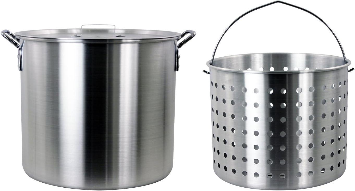 42-Quart Aluminum Stock Pot with Perforated Strainer Basket