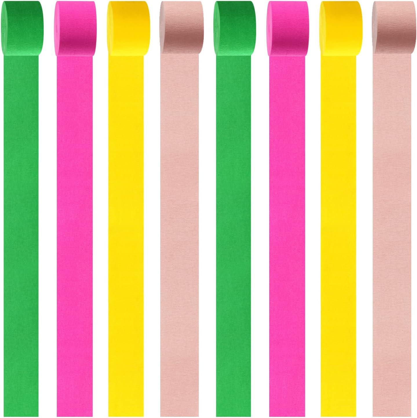 Hawaiian-Themed Pool Party-Decorations Streamers - 8 Rolls Tropical Jungle Aloha Birthday Supplies Bachelorette Crepe Tissue Paper Banners,Summer Beach Baby Shower Backdrop Garland Decor Panduola