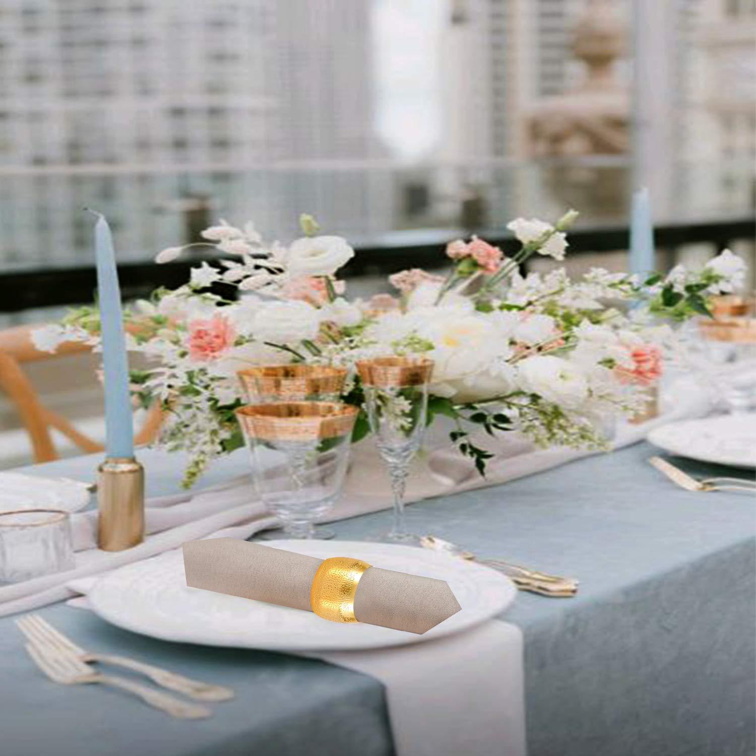 12PCS – Napkin Rings, Gold Napkin Rings Set of 12, Holiday Napkin Holders for Dining, Anniversary, Birthday, Christmas, Easter, Fall, Halloween, Thanksgiving, Party of Table Setting