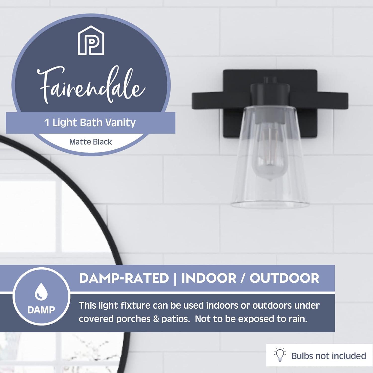 Fairendale Sleek Matte Black 8.7" Outdoor Vanity Light with Clear Glass