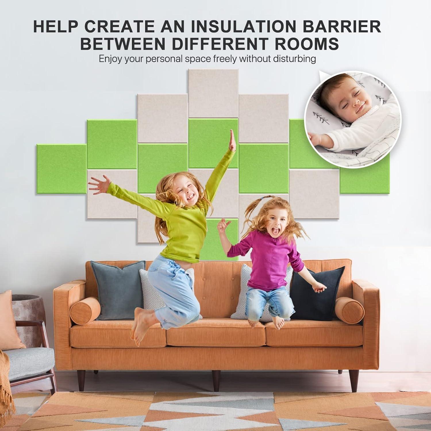 Kuchoow 12 Packs Acoustic Panels Noise Cancelling Sound Proof Foam Panels For Walls 12x12x0.4'' Acoustic Wall Panels