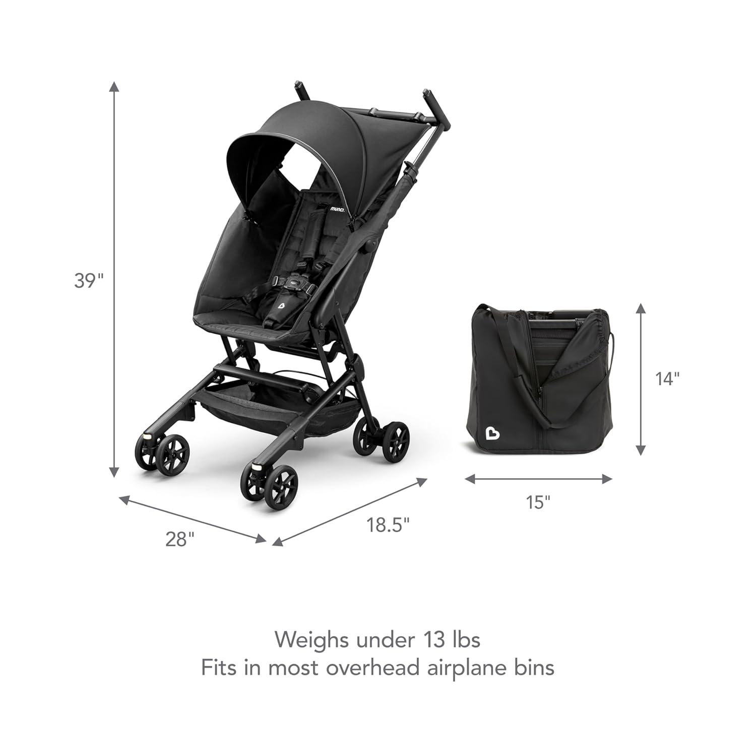 Munchkin Night Owl™ Folding Ultra Compact Travel Baby & Toddler Stroller with Lights, Black, Unisex