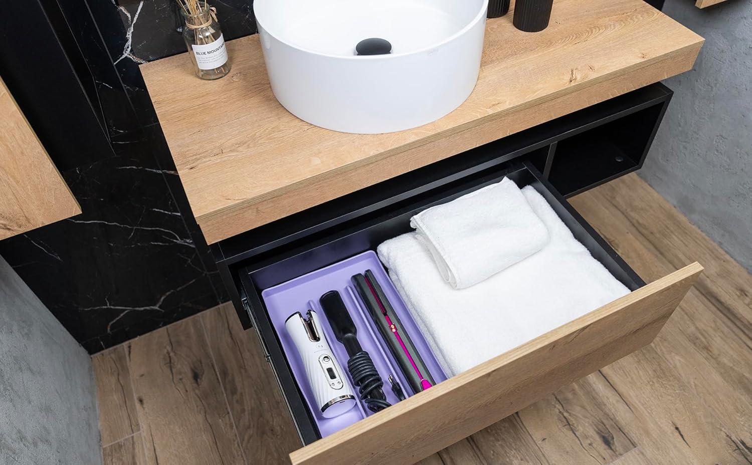 Silicone Hair Tool Organizer – Heat-Resistant Mat & Holder for Hair Dryers, Blow Dryers, and Hot Tools, Ideal for Countertops & Vanities (14.75" x 9.5" x 1")