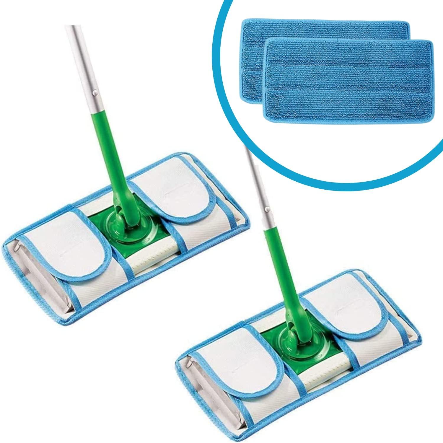 Set of 2 Universal Fit Reusable Mop Pads with Magic Fabric Straps