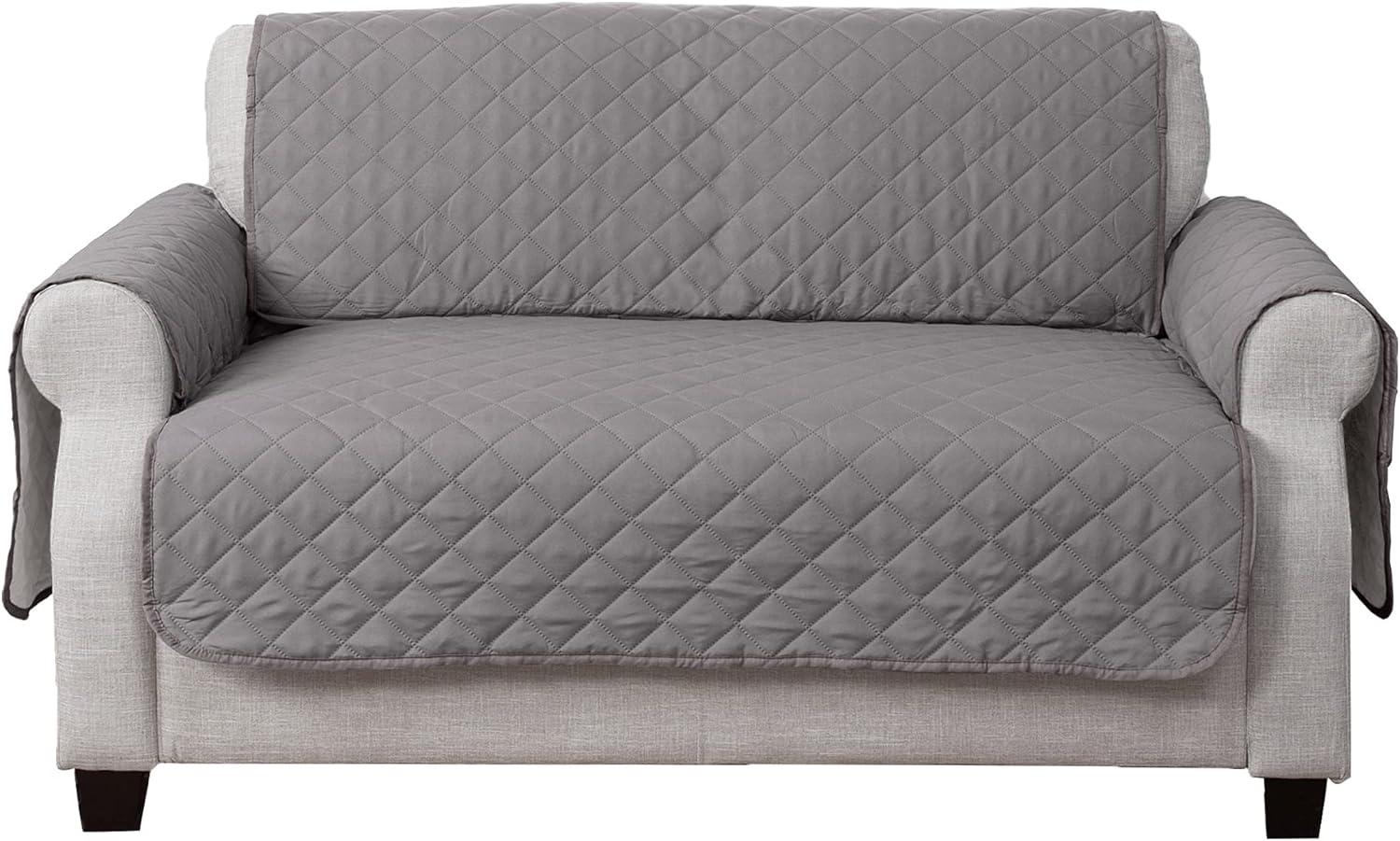 Gray/Mist Reversible Pinsonic Quilted Pet Loveseat Protector