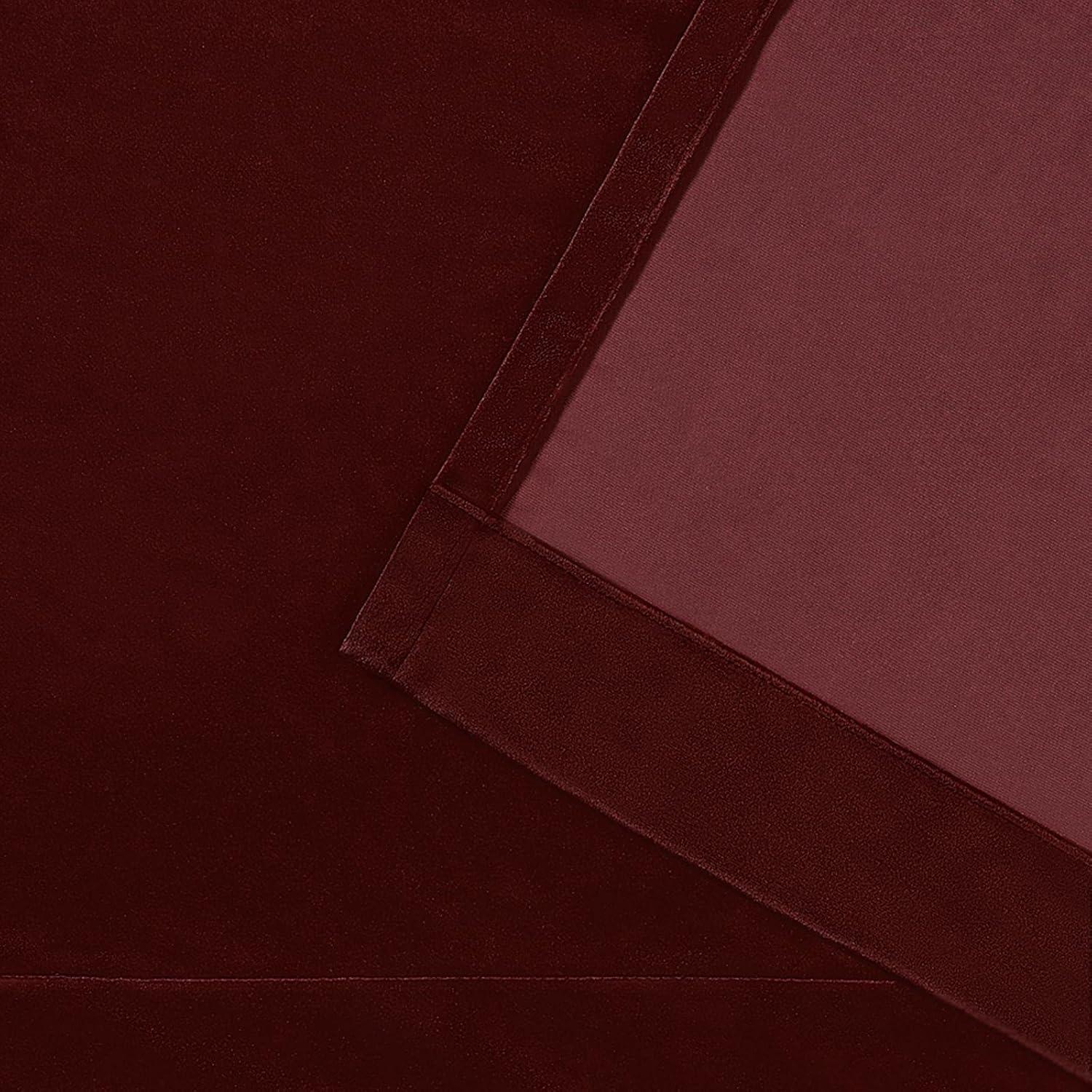 Set of 2 96"x54" Velvet Heavyweight Grommet Top Window Curtain Panel Burgundy Red: Light Filtering, Polyester