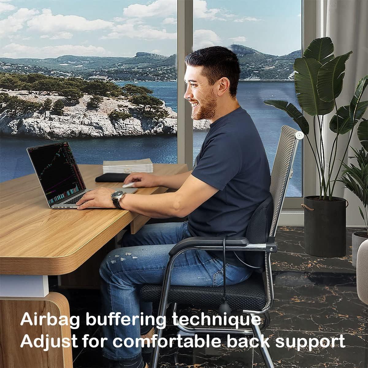 Inflatable Lumbar Support Pillow for Car Seat and Office Chair,Back Support Cushion with Air Pump for Reducing Lower Back Pain(Black)