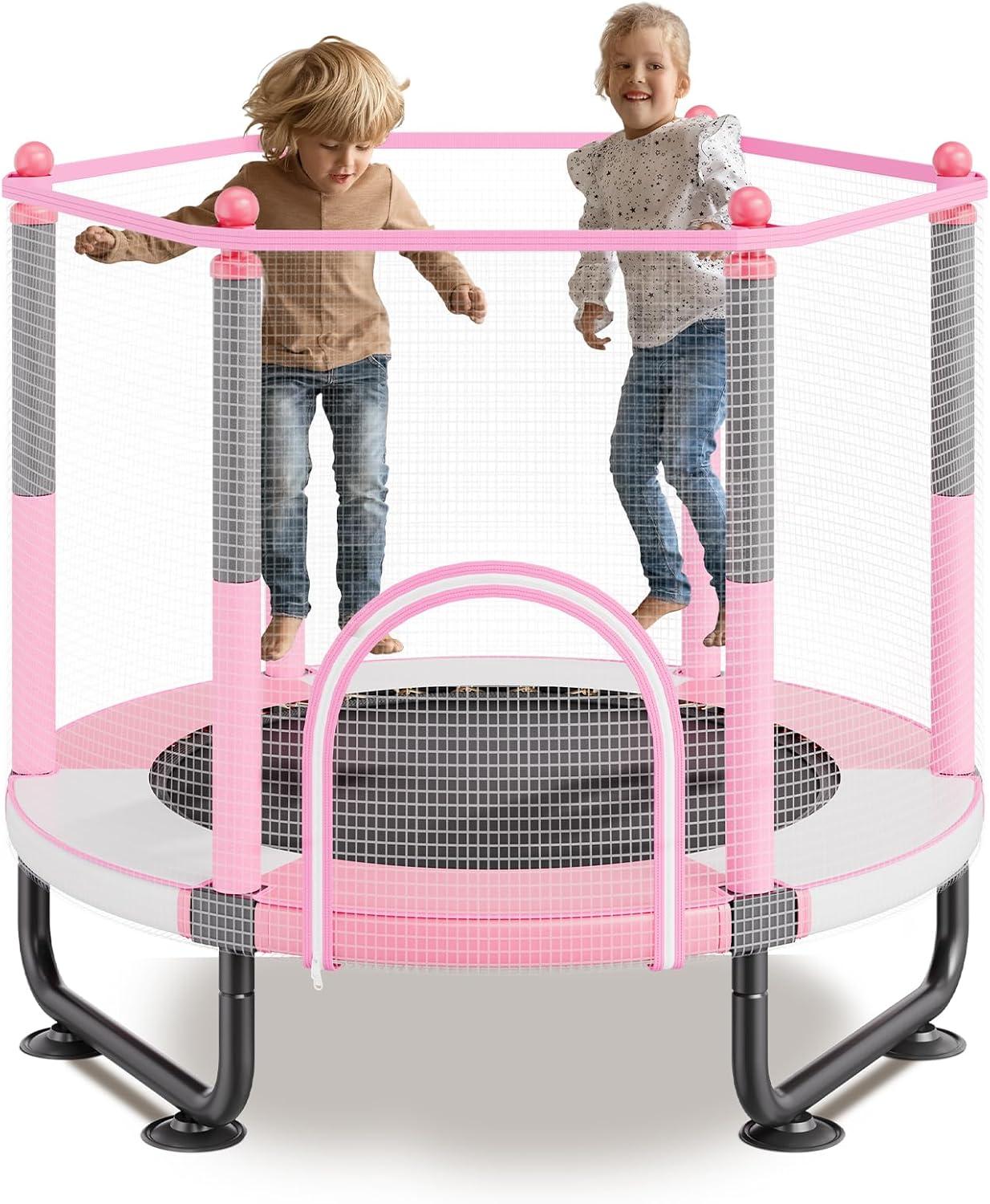 VEVOR 60" Trampoline for Kids Mini Toddler Trampoline with Net Indoor Outdoor