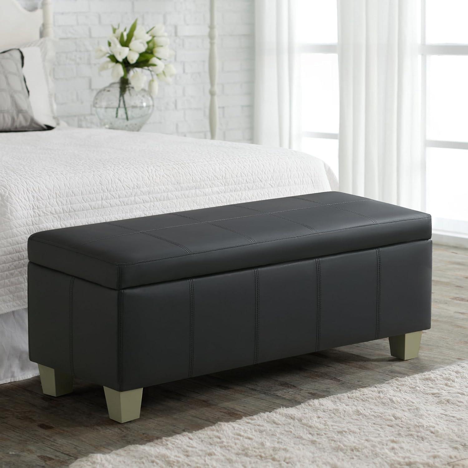 Ebern Designs Faux Leather Upholstered Storage Bench | Wayfair