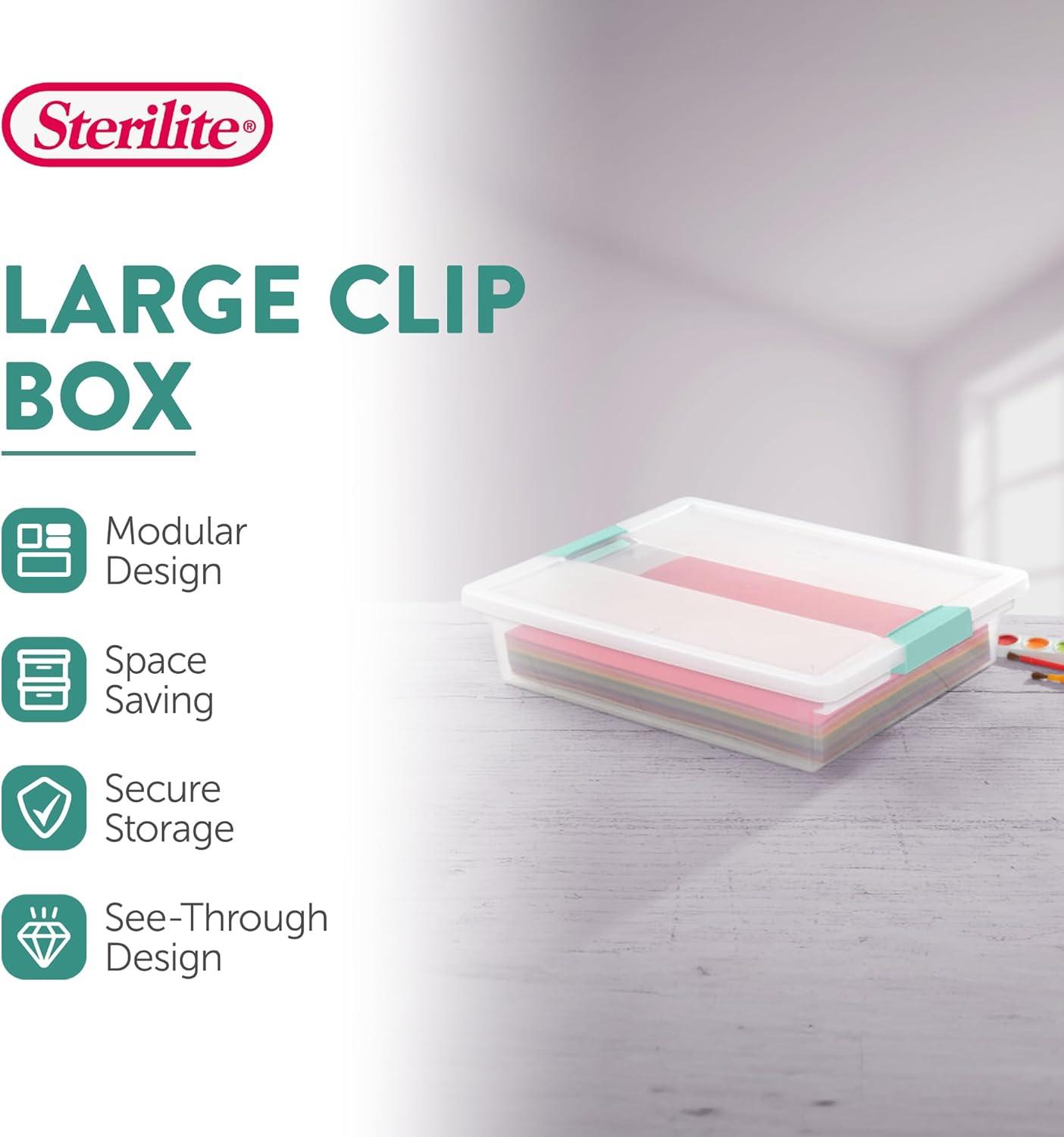 Sterilite Mini Clip Box, Stackable Small Storage Latch Lid Bin, Container Organizes Office, Crafts