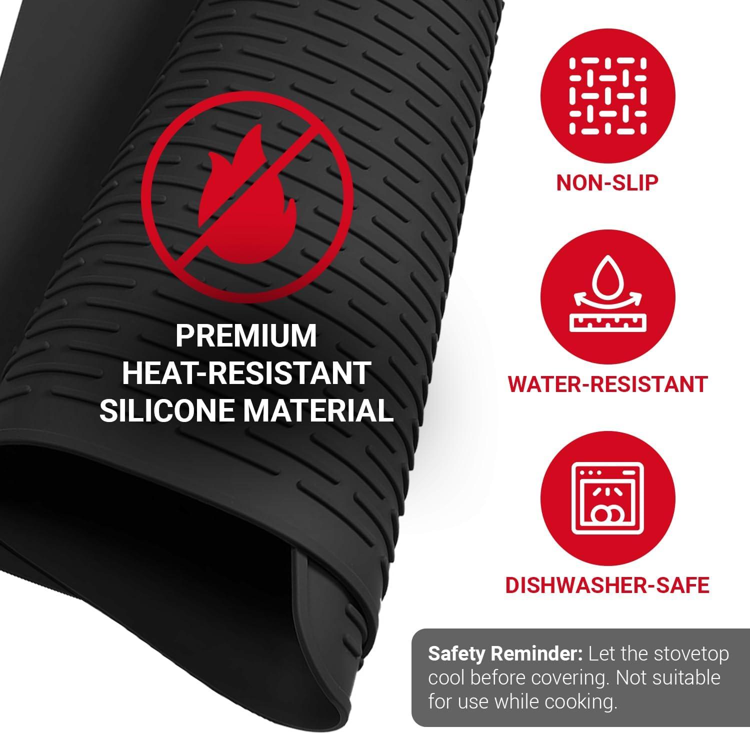 Stove Top Covers for Electric Stove by Linda's Essentials (30 x 21 Inch) - Silicone Mat for Glass Cooktop, Heat-Resistant Cover Protector, Electric Cooktop Mat with Anti-Slip Backing (Grey)