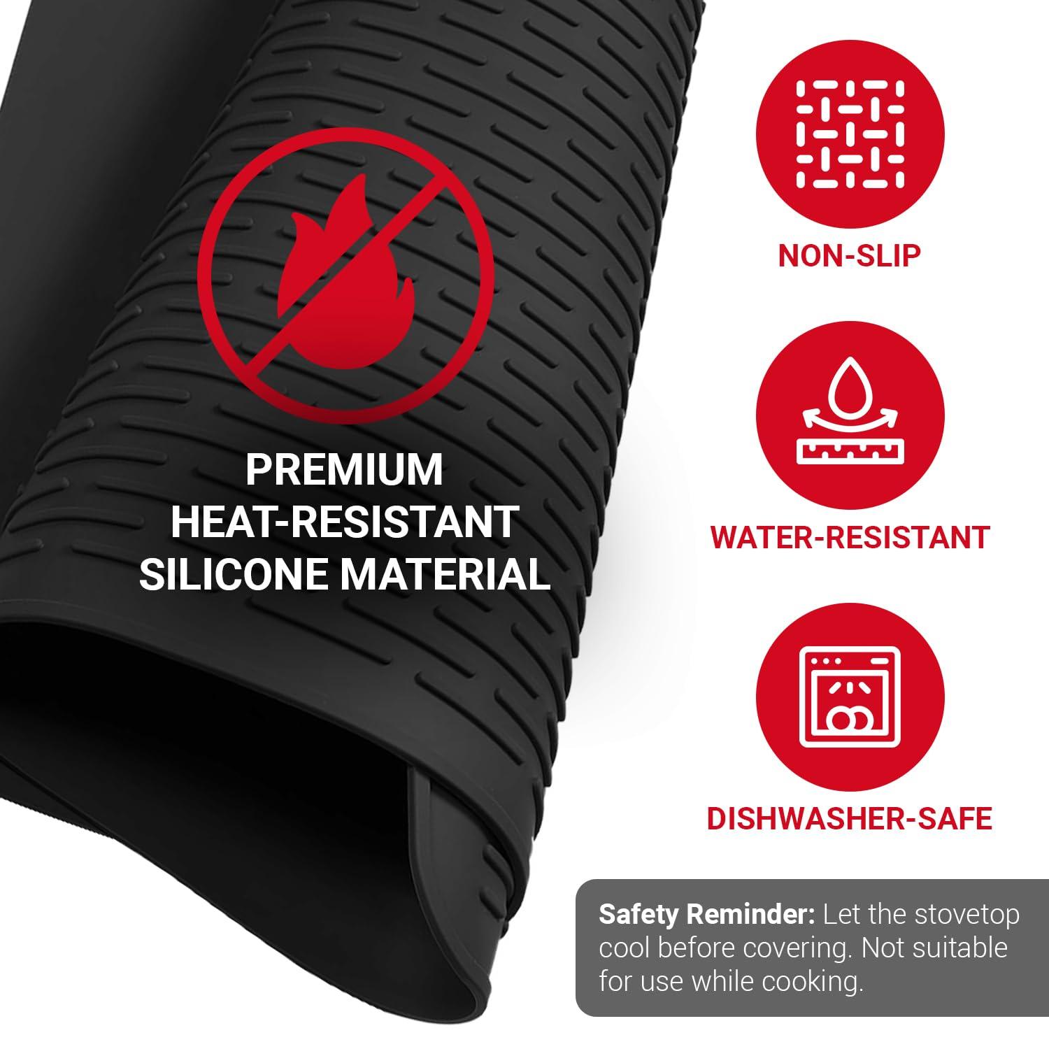 Stove Top Covers for Electric Stove by Linda's Essentials (30 x 21 Inch) - Silicone Mat for Glass Cooktop, Heat-Resistant Cover Protector, Electric Cooktop Mat with Anti-Slip Backing (Grey)