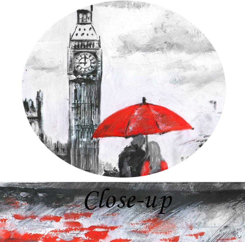 Romantic Red Umbrella Couple London Landscape Canvas Art