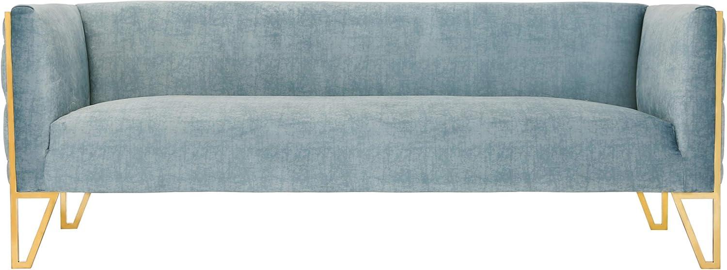 Vector Velvet 3 Seater Sofa Ocean Blue - Manhattan Comfort