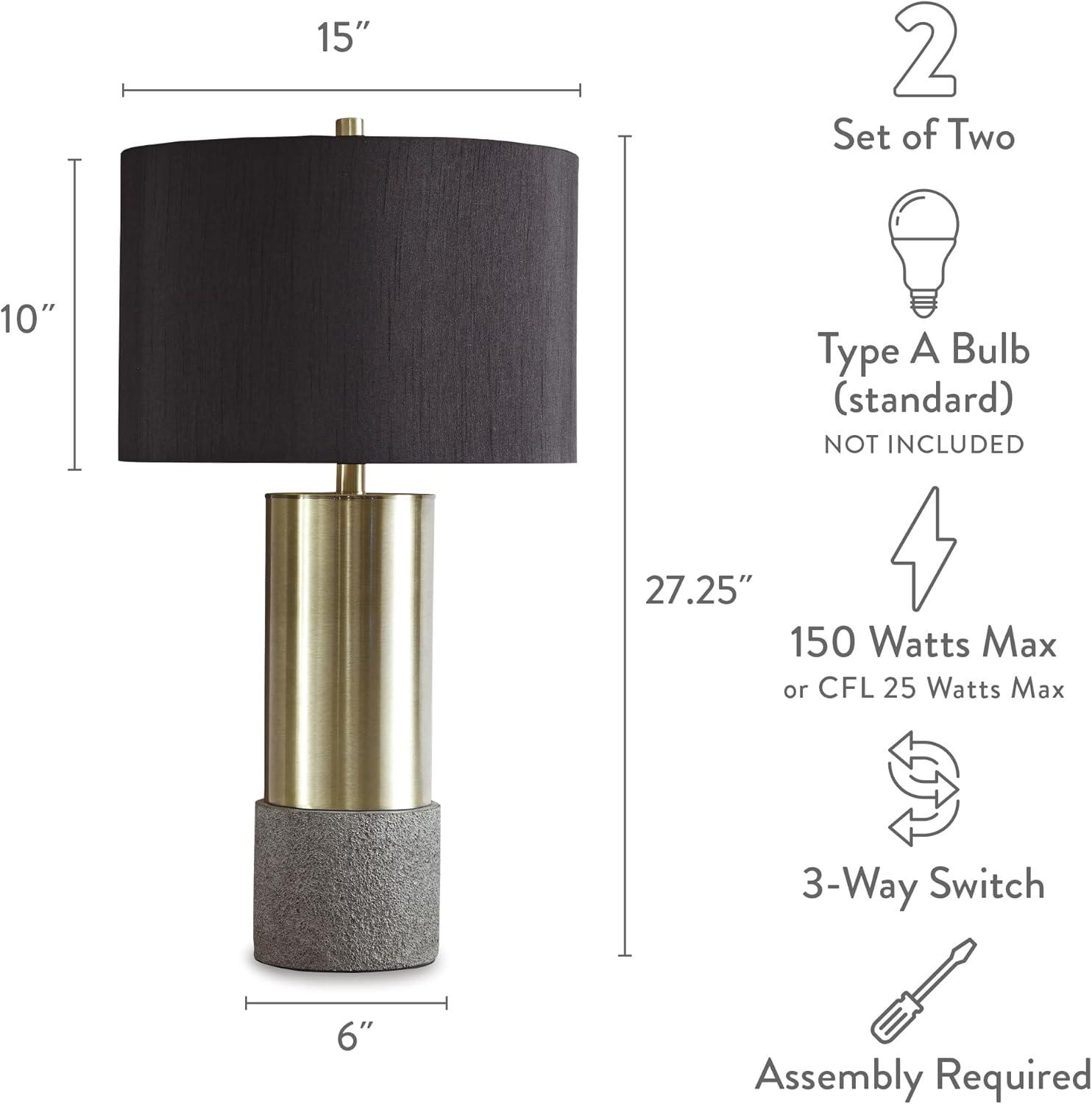 Signature Design by Ashley Contemporary Jacek Table Lamp (Set of 2)  Gray/Brass Finish