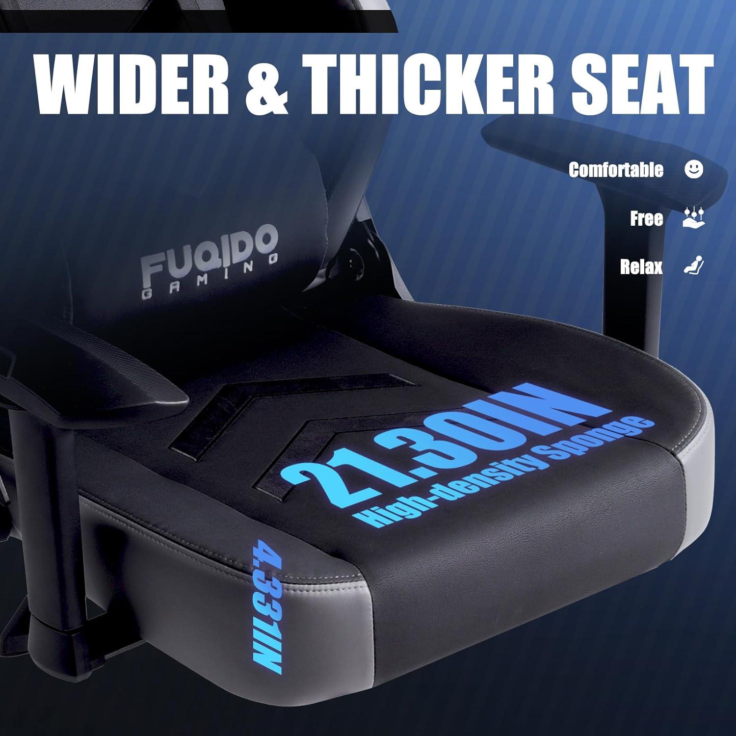 Big and Tall Gaming Chair with Footrest 350lbs-Racing Style Computer Gamer Chair, Ergonomic High Back PC Chair with Wide Seat, Reclining Back, 3D Armrest, Headrest and Lumbar Support for Adult-Black