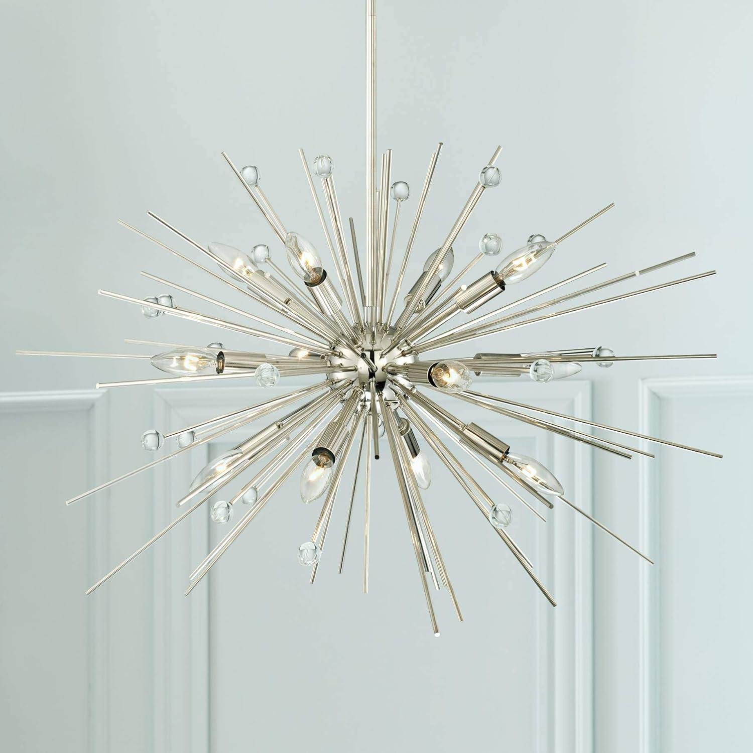 Possini Euro Design Janae Polished Nickel Chandelier 29 1/2" Wide Modern Sputnik 12-Light Fixture for Dining Room House Foyer Kitchen Island Entryway