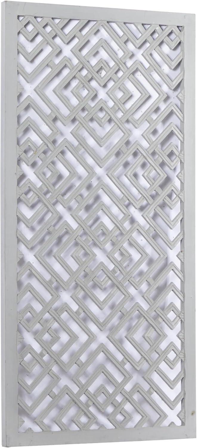 DecMode Gray Wood Carved Geometric Wall Decor